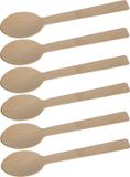 Non-branded BBQ/birthday/camping disposable cutlery - spoons - 108x - bamboo - 17 cm