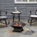 Brasero Acier inoxydable, 45 X 45 X 34 Cm, Avec pare-étincelles et tisonnier, Pour jardin, balcon, barbecue, camping, Noir