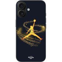Maniacase Show Iphone 16 Plus Jordan logo poudre filante dorée