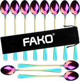 Fako Bijoux® - Long Drink Lepels - Regenboog - 12 Stuks - RVS