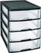 PLASTICFORTE Ladeblok/bureau organizer met 4 lades - zwart/transparant