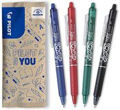 Pilot FriXion Clicker Pen Set - 4 Colors (Black, Blue, Red, Green) - Medium Tip