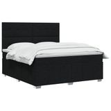 vidaXL Boxspringbed met matras en hoofdeinde, Zwart, 180 x 200 cm, Stof