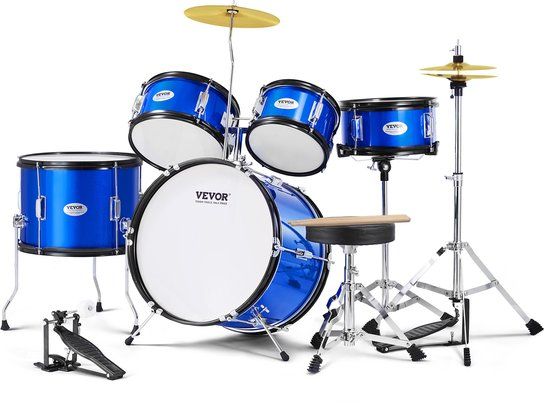 VEVOR Kinderdrumstel 5-Delig Drumstel met Troon Blauw