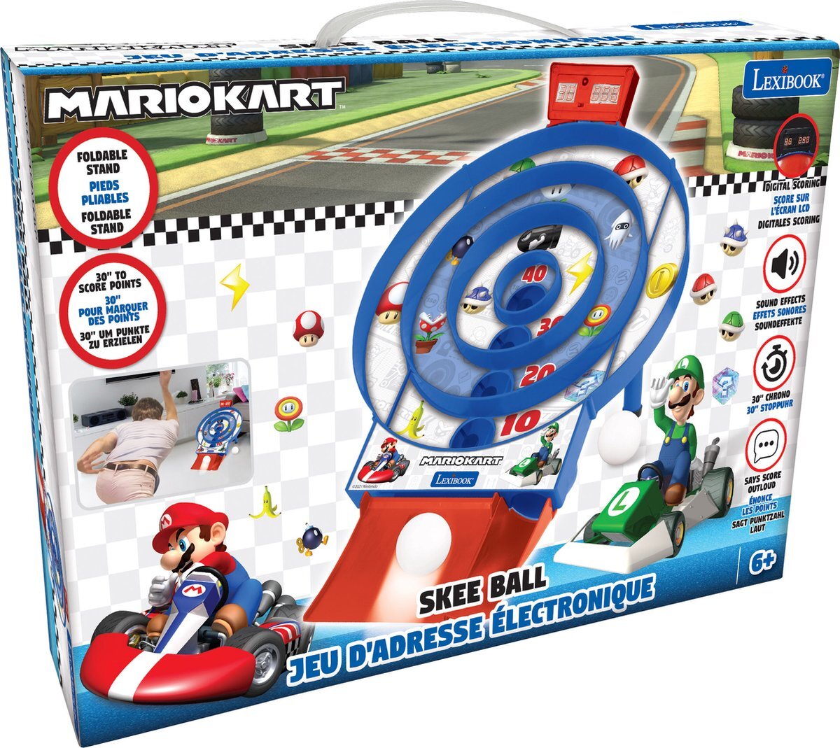 Lexibook Mario Kart Target Shoot - Elektronisch spel met LCD-scherm en 2 ballen