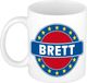 Bellatio Decorations - Brett voornaam - koffiemok - beker - wit/blauw - 300 ml