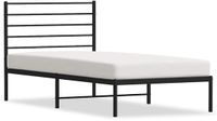 vidaXL Bedframe met hoofdbord metaal zwart 107x203 cm