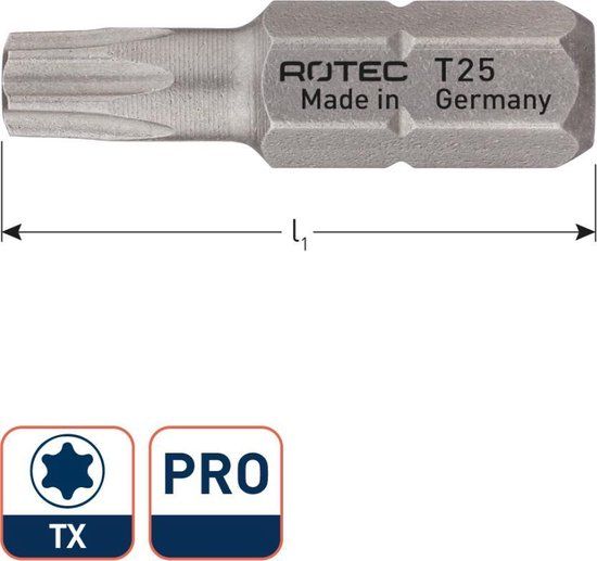 Rotec PRO Insertbit T 6 L=25mm C 6,3 BASIC - 10 stuks - 8060006