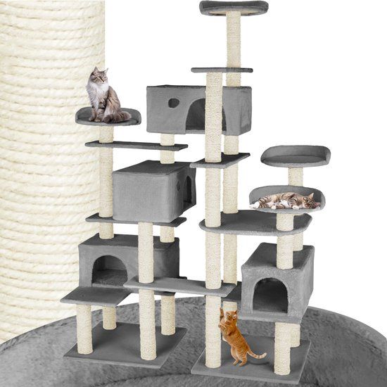 tectake XXL Kattenkrabpaal Entissar - 214cm - Grijs