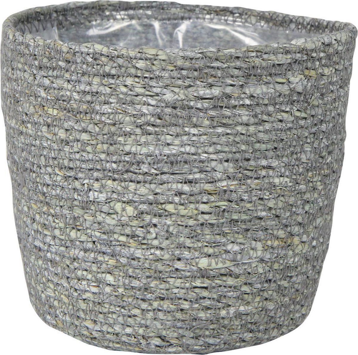 Steege Plantenpot/bloempot - Jute/zeegras - Ø18 cm - IJsblauw/grijs