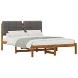 vidaXL Bedframe met gestoffeerd hoofdbord Naturel en lichtgrijs