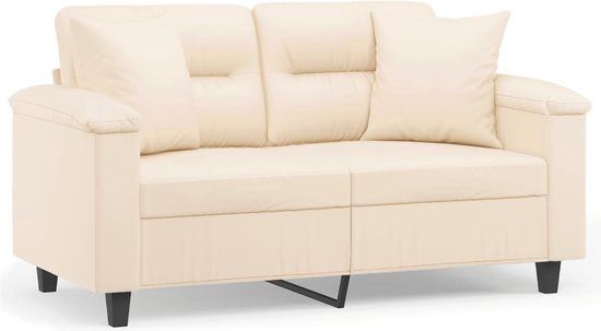 vidaXL Tweezitsbank met kussens 120 cm microvezelstof beige