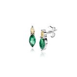 ZINZI 10mm zilveren oorknopjes bezet met ovale zirconia's in groen geel ZIO2499