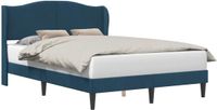 vidaXL Bedframe met hoofdeinde, blauw, 140 x 190 cm, fluweel