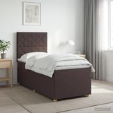 vidaXL Boxspringbed met matras Donkerbruin 90 x 200 cm Stof