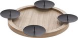 Spetebo Houten adventskrans klein om zelf te decoreren - 28 cm - kaarsenstandaard rond met 4 kaarsentellers