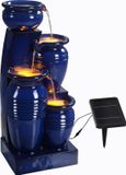 Teamson Home Tuin Waterornament Met Lichten - Op zonne-energie - 4-Laags Ontwerp - Marineblauw