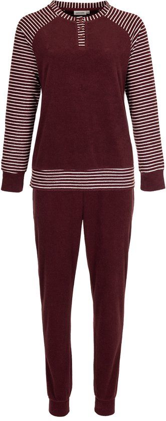 Pastunette Pyjamaset - Katoen/Polyester - Badstof - Bordeaux - Maat 38