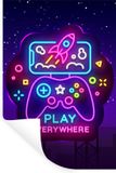 StickerSnake Gaming Neon Wall Sticker - Blue Night Controller - 80x120 cm
