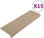 vidaXL - Trapmatten - 15 stuks - 65x21x4 cm - Donkerbeige - Rechthoekige Rand