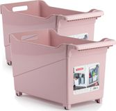Plasticforte Boîte de rangement - Set de 2 - Rose - 45 x 24 x 27.5 cm - Plastique