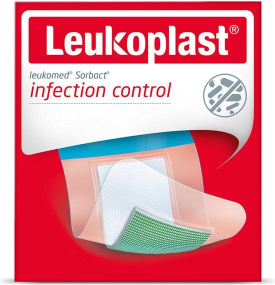 Leukoplast Leukomed Sorbact Bacteriënbindende Eilandpleister 5 cm x 7,2 cm 3 stuks