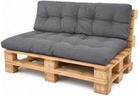 2LIF tuin palletkussen set Lennon - donkergrijs - 120 x 80 cm / 120 x 40 cm - zitkussen en rugkussen