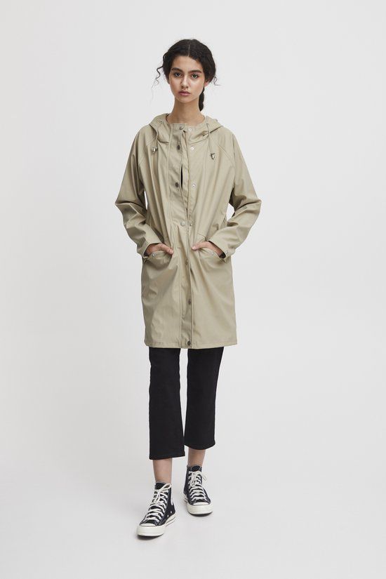 ICHI IHTAZI JA Dames Regenjas - Beige - Maat L