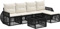 vidaXL Tuinbank Set 6-delig Zwart en Crème Wit Polywood