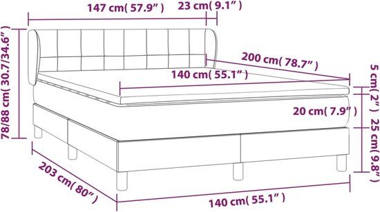 vidaXL Boxspring met matras fluweel roze 140x200 cm