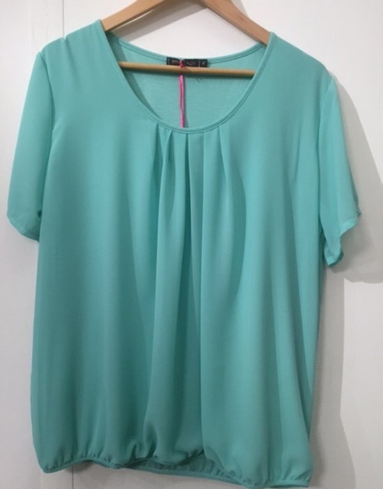 pink lady dames blouse licht groen uni KM - maat S