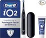 Oral-B iO 2 zwarte elektrische tandenborstels, 1 reserveborstelkop voor elektrische tandenborstel, oplader, reisetui + 1 Oral B Advanced tandpasta regenereert nagellak, effectieve tandreiniging