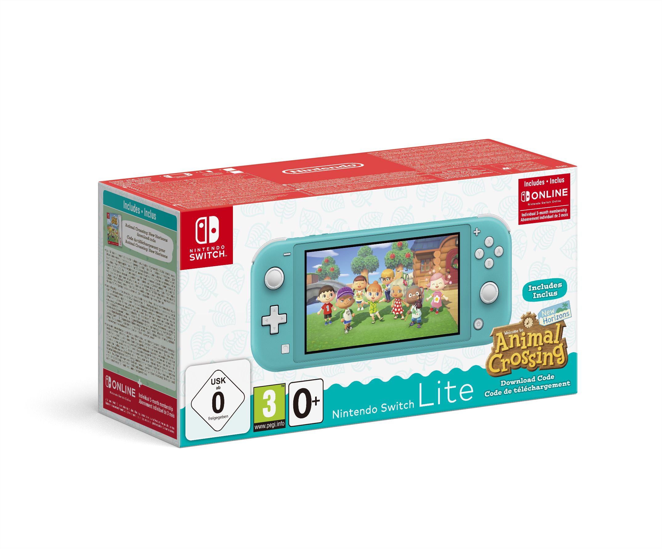 Nintendo Switch Lite Turquoise Animal Crossing: New Horizons Pack + 3 Months NSO