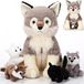 Wolf knuffel set - 5-in-1 - Grote wolf met 4 babywolven - Ritssluiting in de buik