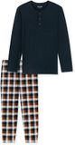SCHIESSER Lange Pyjamaset voor Heren - Nachtblauw - Geruit - 100% Katoen - Maat 48