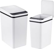 Relaxdays Prullenbak met sensor - 2 stuks - 9 en 15 liter - wit