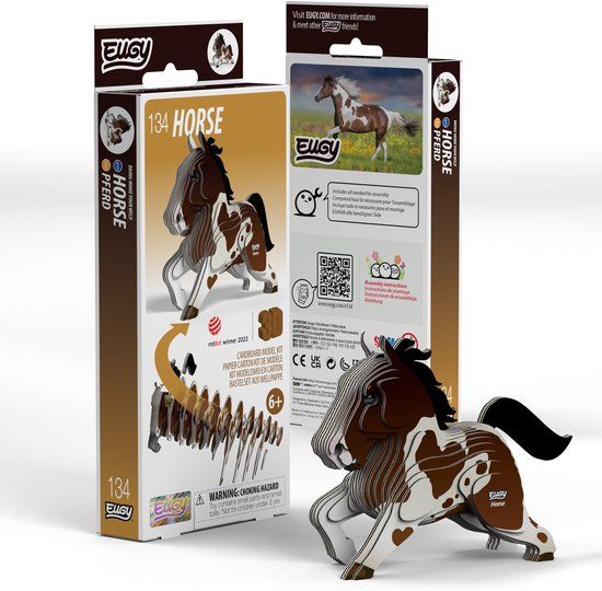EUGY 3D Puzzel - Paard - Boerderijdieren - Duurzaam - Verzamel Ze Allemaal - 6 Jaar