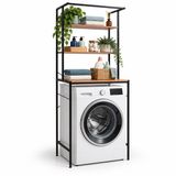 Merkloos Relaxdays Wasmachine rek - 161x66x40 cm - natuur-zwart