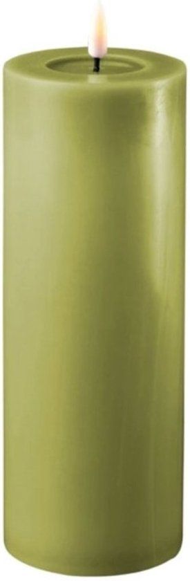Deluxe Homeart LED Kaars - Olijf Groen - 7.5 x 20 cm - Met Dimfunctie
