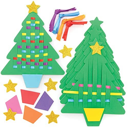 Baker Ross FE912Kerstmis weef decoratie set - pak van 6, Introducerend naaien voor beginners en kinderen. Ideaal kerst knutsel project voor kinderen