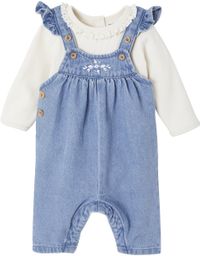 Vertbaudet 2-delige babyset met salopet van denim + body