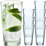 KADAX Drinkglazen, cocktailglazen van robuust glas, vaatwasmachinebestendige longdrinkglazen, universele glazen, drankglazen voor water, sap, dranken of whisky (8 x 340 ml)