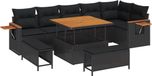 vidaXL Tuinbank Set Zwart Poly Rattan