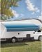 Marque générique Auvent de caravane/camping-car - Rétractable/Extensible - Universel - Largeur 4,57 m - Toile imperméable - Cadre en aluminium - Cadre blanc et toile dégradé bleu
