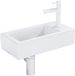 QeramiQ Fuente Fonteinset - 37.5x18.5x9cm - keramiek - kraangat rechts - fonteinkraan mat wit - afvoerplug - verlaagd sifon - Mat wit