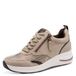 Tamaris Comfort-sneakers voor dames, plat, met veters en ritssluiting, Beige