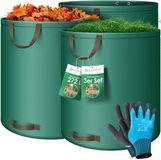 Kesser Tuinzak set 3x 272 L - Zelfstaand met 4 handvatten - Opvouwbaar, met handschoenen - Antraciet