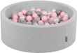 KiddyMoon Schuim ballenbad rond baby 90x30cm 300 ballen - Ballenbak kinderballen BPA-vrij - Lichtgrijs: Parelmoer Grijs Transparant Roze