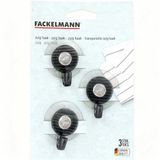 Fackelmann Set van 3 zuignaphaken Tecno Kunststof Transparant/Groen/Roze/Blauw/Zwart
