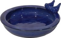 Mega Collections Vogelbad/voederschaal - blauw - keramiek - D30 x H11 cm